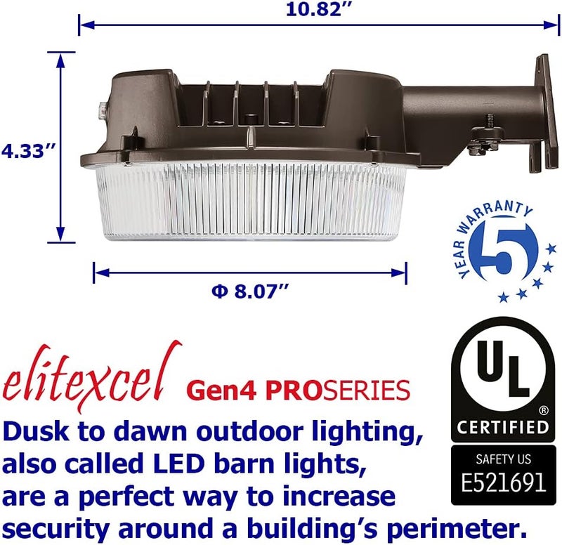 Elitexcel Dusk to Dawn Outdoor Lighting, 43W LED Barn Lights Outdoor, 5000LM 400W Replace Yard Lights, 5000K Daylight Security Area Street Light, 120V Waterproof Garage Parking Lot Flood Light - Image 3